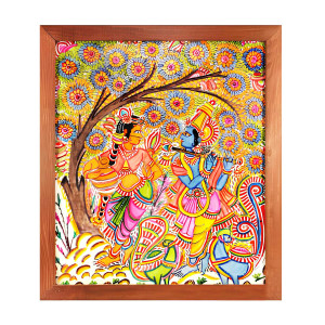 Leather Puppetry Wall Frame – Radha Krishna under Tree