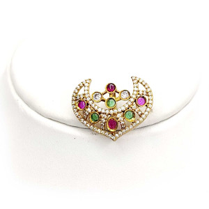 Colorful Moon Crescent Pendant with Multistone Accents