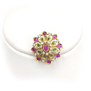 Floral Radiance Pendant with Pink & Green Stones