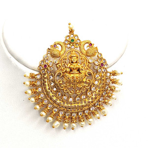 Goddess Lakshmi Antique Pendant with Pearl Drop Embellishments