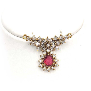 Ruby Drop Designer Pendant with American Diamonds