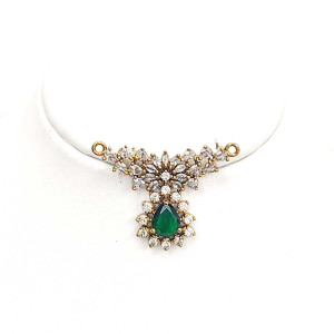 Floral Emerald Stone Choker Pendant