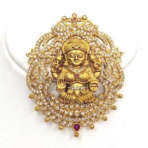 Goddess Lakshmi Antique Pendant in Crystal Frame
