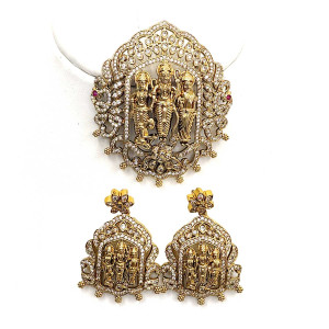 Temple Style Ram Parivar Pendant with Earrings