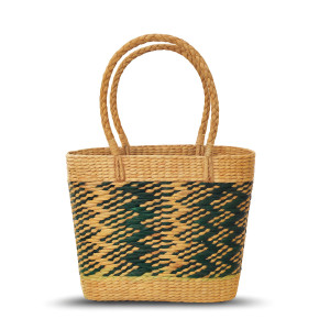 Kouna Handwoven Tote Bag with Dual-Tone Pattern
