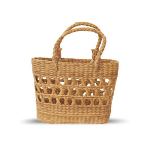 Kouna Handwoven Basket Tote with Open Lattice Design