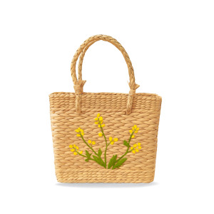 Kouna Handwoven Tote Bag with Yellow Floral Embroidery