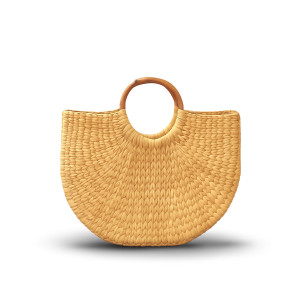Kouna Semi-Circular Handwoven Bag with Wooden Handle