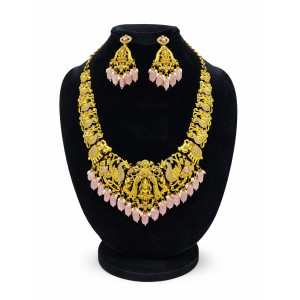 Pink Bead Temple Necklace Set