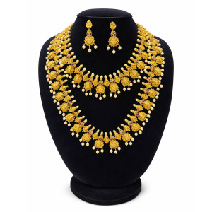 Layered Pearl Temple Necklace Set