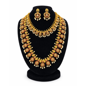 Traditional Nakshi Pearl Necklace Set