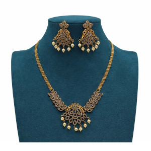 Antique Stone Pearl Necklace Set