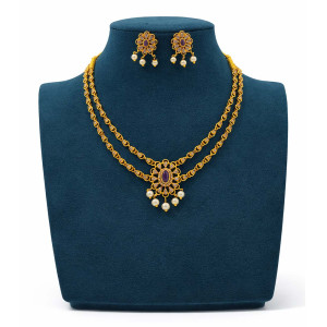 Antique Ruby Pearl Necklace Set