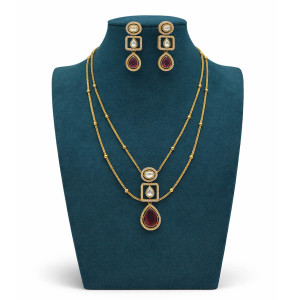 Ruby Kundan Layered Necklace Set