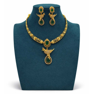 Green Stone Peacock Necklace Set