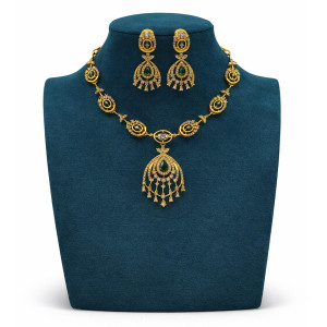 Green Stone Chandbali Necklace Set