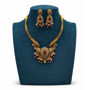 Ruby Stone Traditional Necklace Set