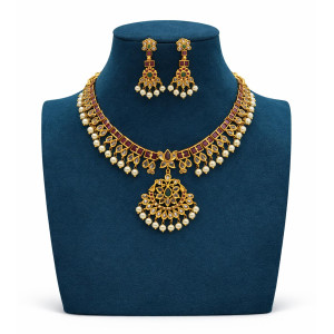 Ruby Pearl Kundan Necklace Set
