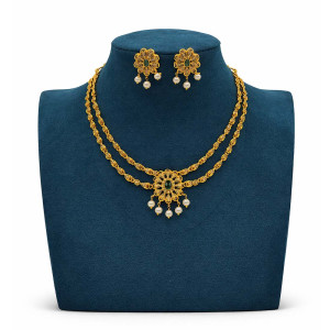 Green Stone Floral Necklace Set