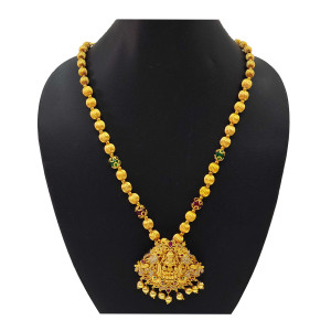 Antique Gold-Plated Lakshmi Beaded Temple Necklace