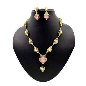 Elegant Pink Gemstone Haram Set