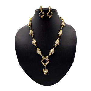 Elegant Black Gemstone Haram Set