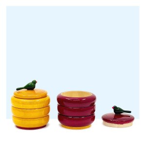 Etikoppaka Wooden Pasupu Kumkum Boxes -Set 2