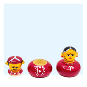 Etikoppaka Bride and Groom Kumkum Box Set