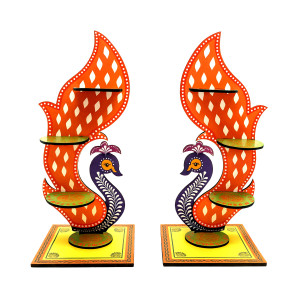 Peacock Design Corner Stands (Set of 2)