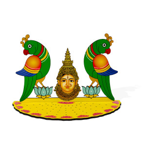 Lakshmi Amma vaari Face with Parrots Decorative Art Piece