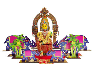Ammavaru Idol with Arch, Velvet Mat, Elephant Set and Banana Stand Decor