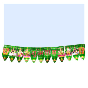 Artificial Mamidi Thoranam – Decorative Mango Leaf Toran with Traditional Prints