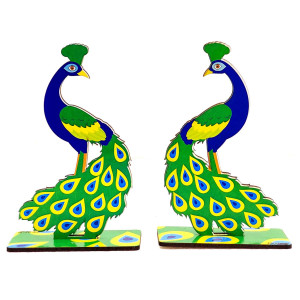 Decorative Wooden Peacock Pair – Medium Size