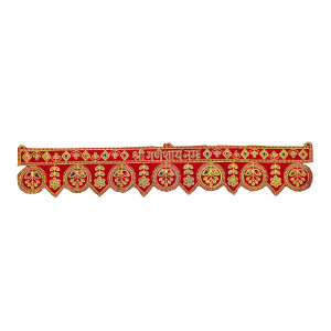 Traditional Red Velvet Toran with “Shree Ganeshay Namah” Embroidery