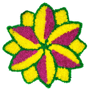 Yellow & Pink Petal Rangoli Mat