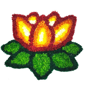 Multi Color Lotus Flower Rangoli Mat
