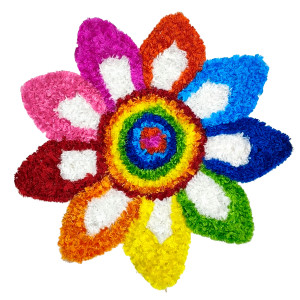 Rainbow Petal Artificial Rangoli Mat