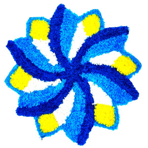 Blue & Yellow Floral Rangoli Mat