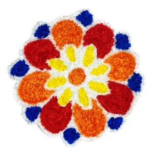 Multicolor Floral Artificial Rangoli Mat