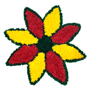 Red & Yellow And Green Petal Rangoli Mat
