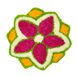 Multicolor Flower Design Artificial Rangoli Mat
