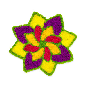 Multicolor Star-Shaped Artificial Flower Rangoli Mat