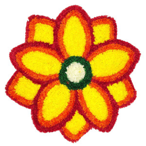 Vibrant Yellow-Red Artificial Rangoli Mat