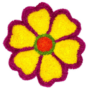 Yellow-Purple Petal Artificial Rangoli Mat