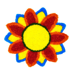Multicolor Sunflower Design Artificial Flower Rangoli Mat