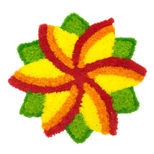 Multicolor Spiral Floral Artificial Rangoli Mat