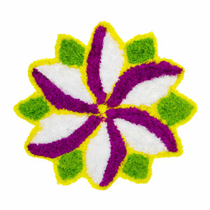 White & Purple Spiral Floral Artificial Rangoli Mat