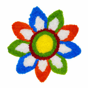 Multicolor Eight-Petal Artificial Flower Rangoli Mat