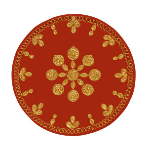 Traditional Swastik Aasan – Red & Golden