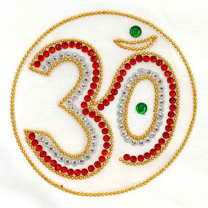 OM Symbol Crystal Rangoli Sticker – Red & White | Villege Breeze